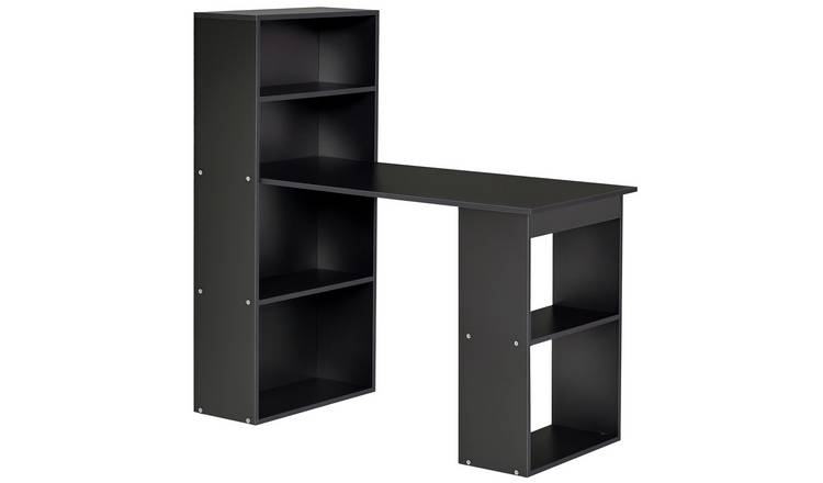 HOMCOM 6 Tier Storage Bookshelves Computer Table - Black