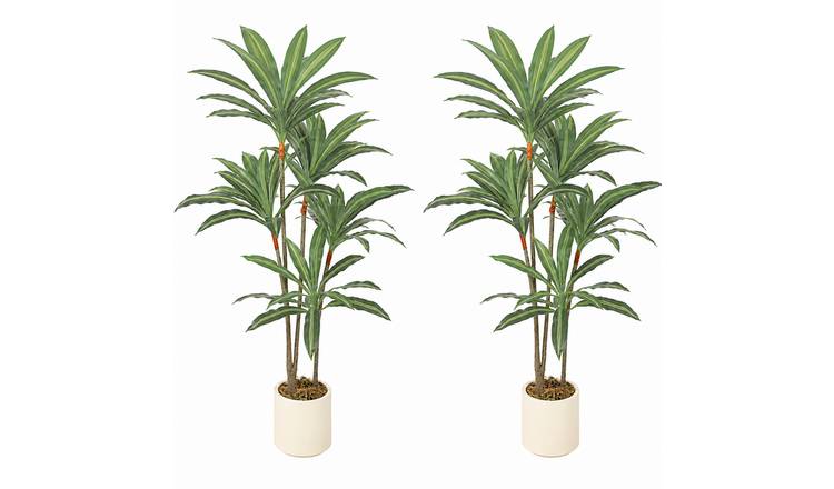 HOMCOM Set of 2 150cm Bendable Trunks Artificial Dracaena Tree - Green
