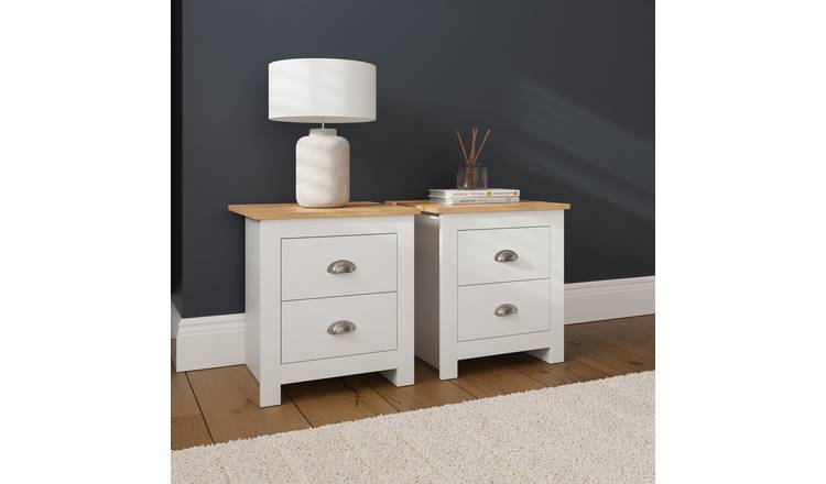 GFW Lancaster 2 Drawer Bedside Pair - White