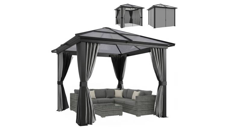 Outsunny Aluminium Hardtop Gazebo with Polycarbonate Roof - Black