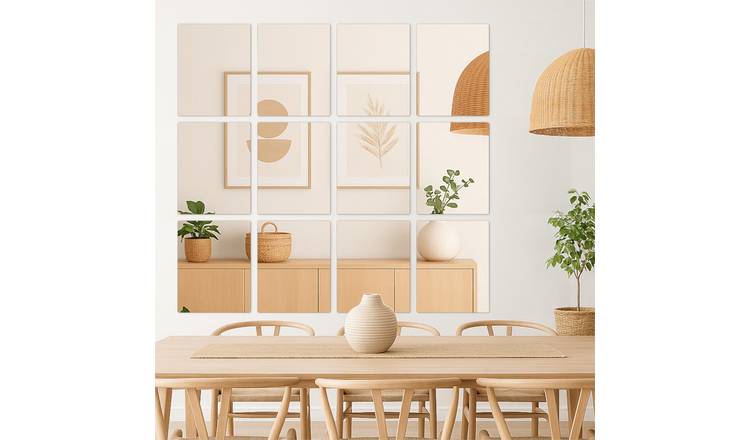 Harbour Housewares Self Adhesive Glass Wall Mirrors - 30 x 40cm - Pack of 12