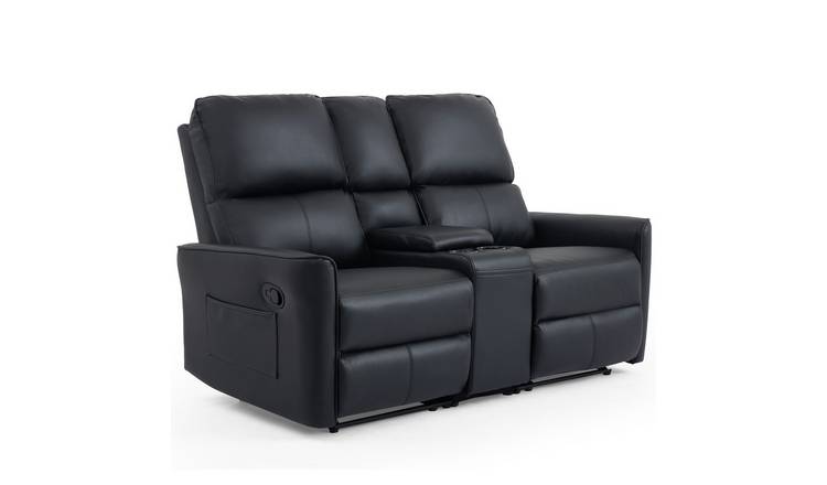 Furniture Online Madrid Manual Recliner 2 Seater Leather Sofa – Black