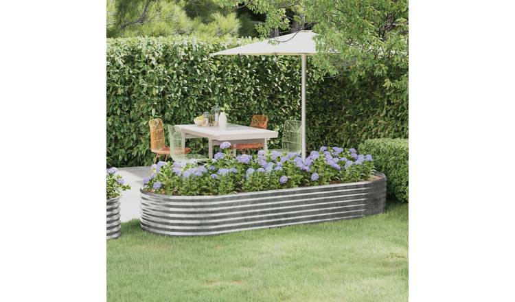 Walplus Galvanised Steel Raised Garden Bed - Silver - 249 x 100 x 36 cm