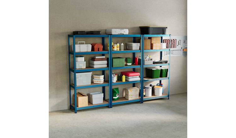 Home Vida 5 Tier 3 Bay Garage Shelf - Blue