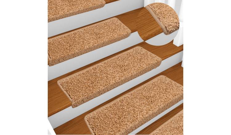 Walplus Pack of 15 Rectangular Needle-Punched Stair Mats - Beige - 65 x 21 cm