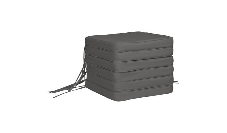 Outsunny Set of 6 Outdoor Chair Cushions for Dining Chair - Grey
