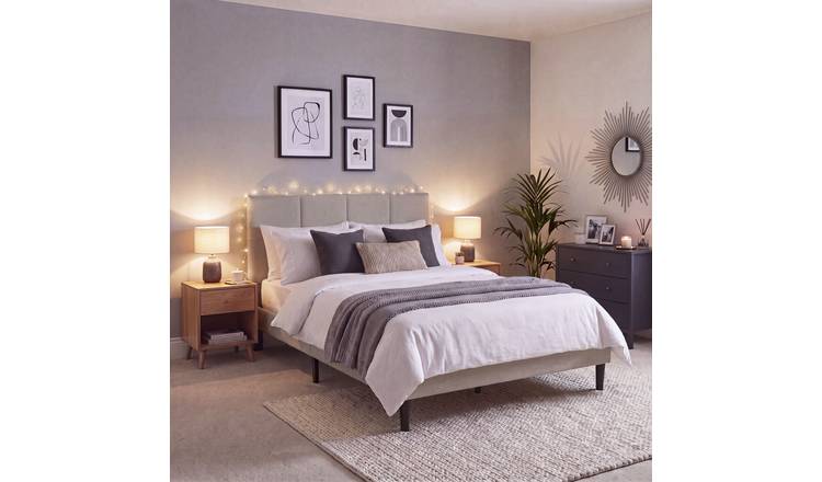 Vida Designs Velmora King Linen Fabric Bed - Beige