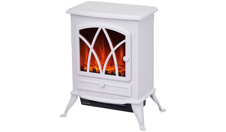 HOMCOM Adjustable Portable Freestanding Heater with Realistic Flame - White