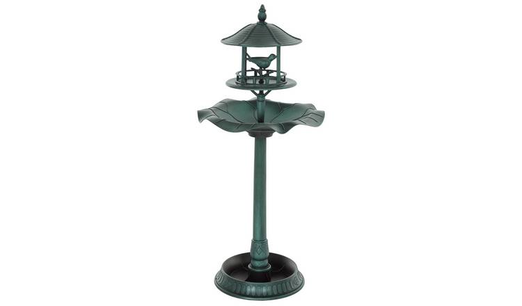Outsunny 3 in 1 Freestanding Bird Bath with Bird Feeder - Green
