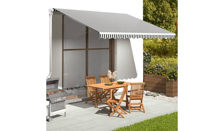 Walplus Polyester Awning Replacement Fabric - Anthracite and White - 400 x 300 c
