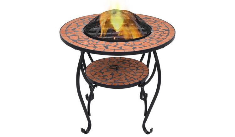 Walplus Steel Mosaic Fire Pit Table - Terracotta - 68 x 68 x 60 cm