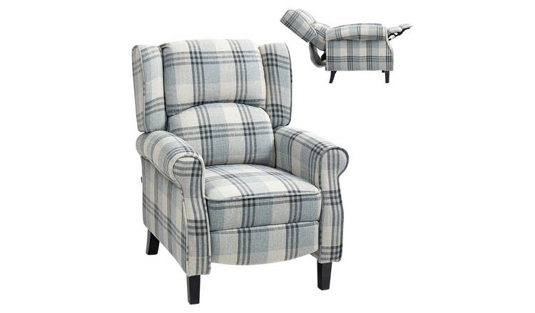 HOMCOM Farmhouse Recliner Armchair with Round Armrests - Grey