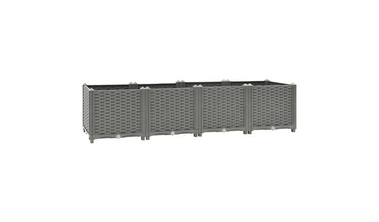 Walplus Polypropylene Raised Garden Bed - Light Grey - 160 x 40 x 38 cm