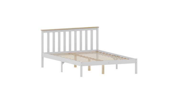 Vida Designs Milan Double Wooden Low Foot Bed - White and Pine
