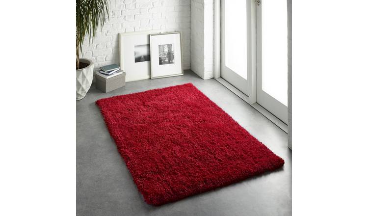 Mega Flooring Red Shaggy Plain Runner - 67 x 200cm