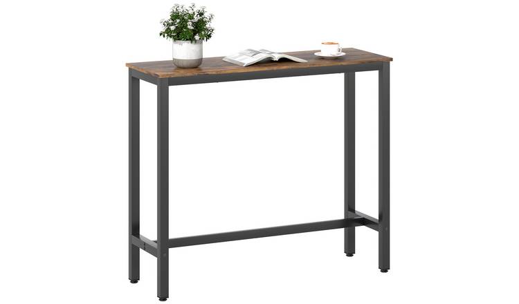 HOMCOM Rectangular Bar Table with Wood-Effect Finish - Rustic Brown