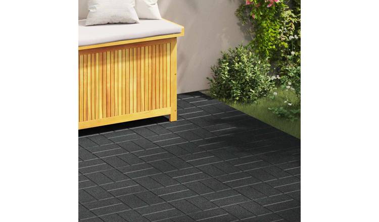Walplus Pack of 6 Stepping Stone Rubber - Black - 40.5 x 40.5 x 2 cm