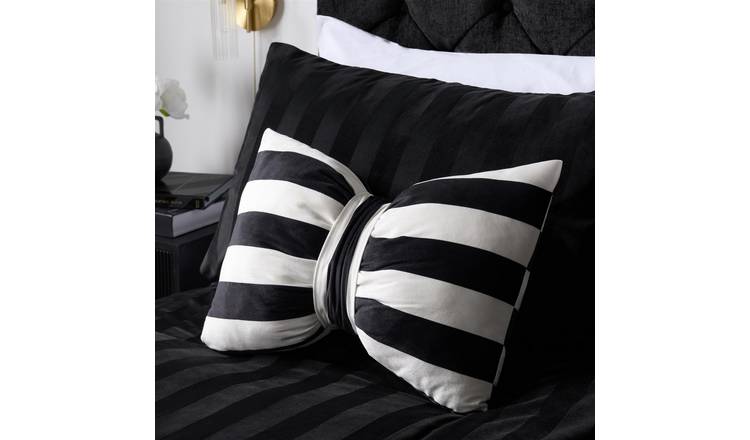OHS Striped Bow Shaped Scatter Cushion  - Mono  - 35 x 50cm