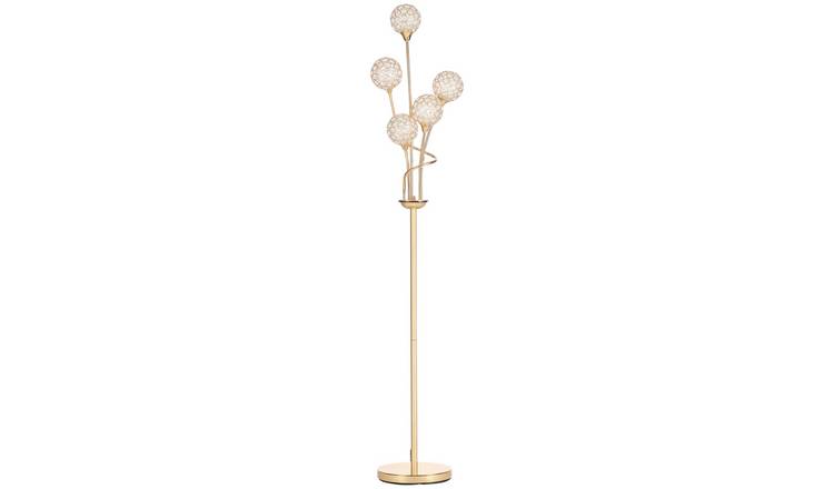 HOMCOM 5 Light Floor Lamp with Acrylic Lampshade - Gold