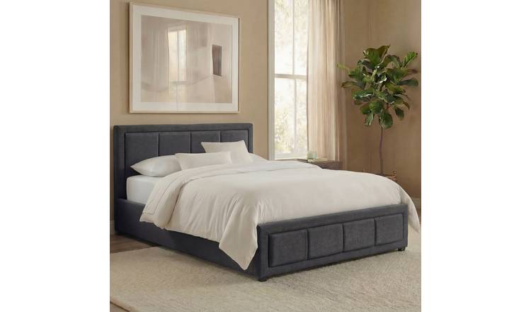 Vida Designs Vanita Single Ottoman Fabric Bed - Dark Grey