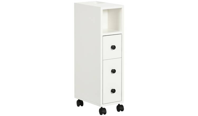 kleankin Slimline Bathroom Storage Unit with 2 Drawers - White