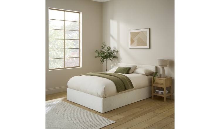 GFW End Lift Small Double Corduroy Ottoman Bed - Cream
