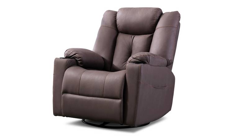 Furniture Online Afton Tech Fabric Recliner Rocking Swivel Chair - Brown