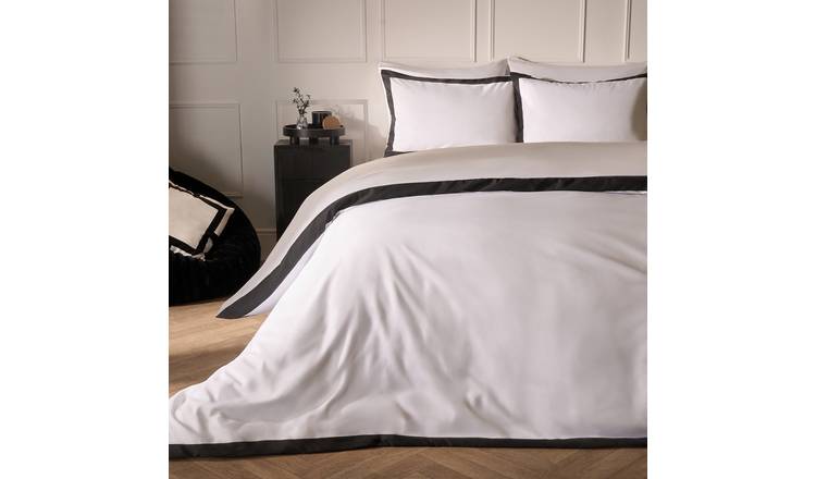 OHS Contrast Border Microfibre Bedding Set Duvet Cover Set Mono - King
