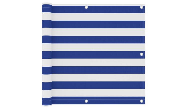 Walplus Polyester Oxford Balcony Screen - White and Blue - 90 x 300 cm