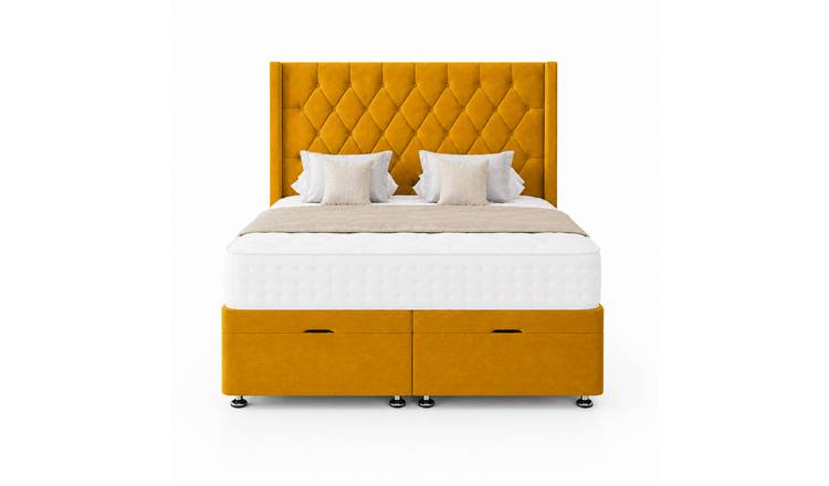 Comfy Deluxe Zoro 3ft Single Plush Velvet End Lift Ottoman Bed Set - Mustard