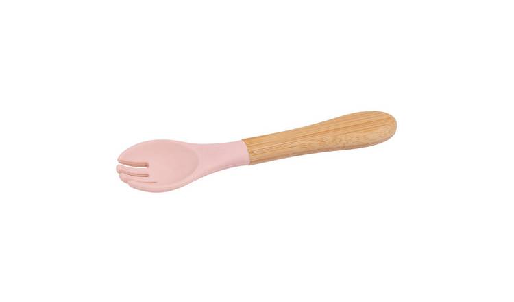 Tiny Dining Bamboo Baby Weaning Fork with Silicone Tip - Pastel Pink