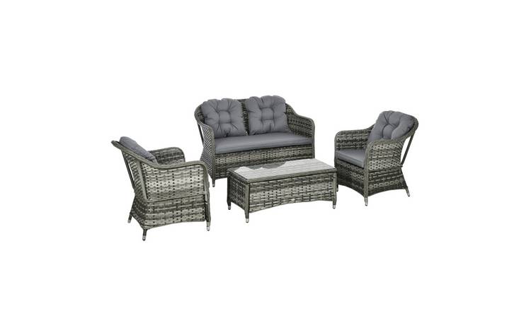 Outsunny Rattan Garden Furniture Set - Grey
