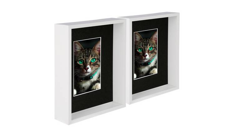 Nicola Spring 8" x 10" White 3D Deep Box Photo Frames - 4" x 6" Mount - 2 Piece