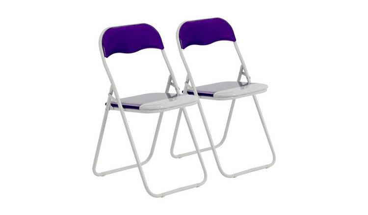 Harbour Housewares Coloured Padded Folding Chairs - Purple - Pack of 2