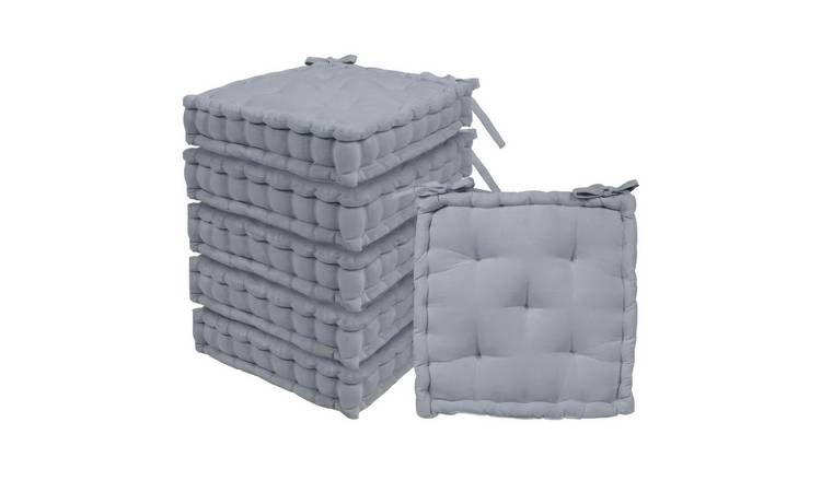 Harbour Housewares Square Seat Pads - 40 x 40 x 10cm - Grey - Pack of 6