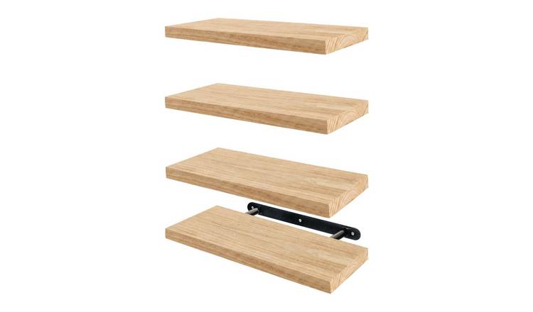 Harbour Housewares 4 Piece Rustic Wooden Floating Shelf Set