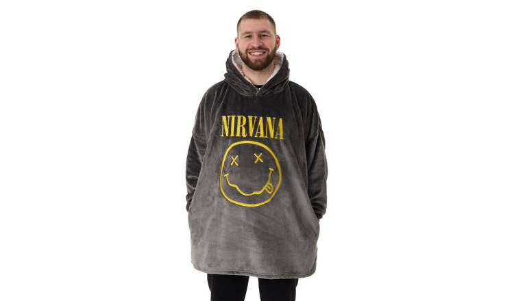 Nirvana Logo Adult Mens Blanket Hoodie - Black