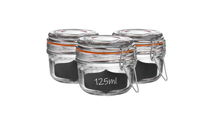 Argon Tableware Glass Storage Jars with Labels - Pack of 6