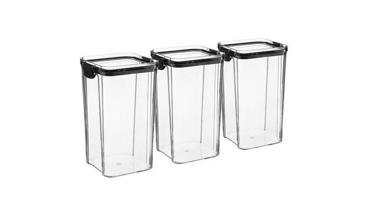 Argon Tableware Food Storage Containers - Black - Pack of 3 - 18.5 x 10.2cm