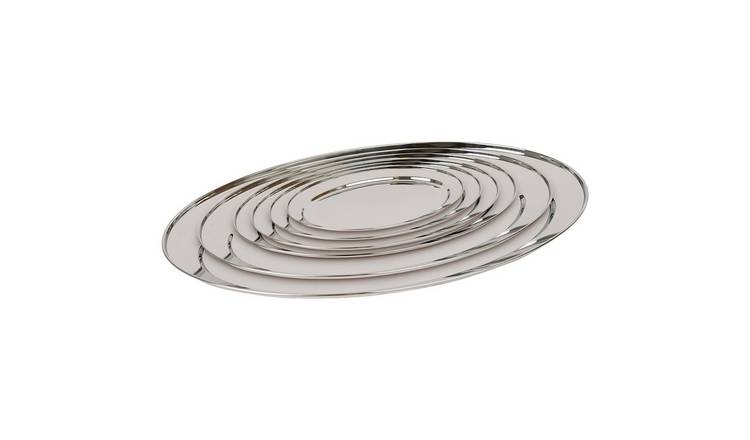 Argon Tableware 6pc Oval Stainless Steel Serving Platter Set