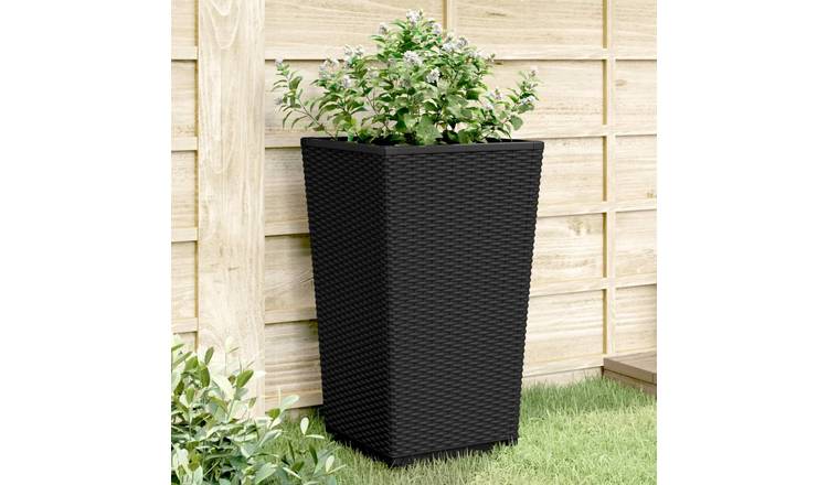 Walplus Pack of 2 Polypropylene Garden Planter - Black - 32.5 x 32.5 x 57 cm