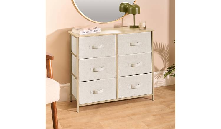 OHS Brooklyn Fabric 6 Drawer Chest - Beige
