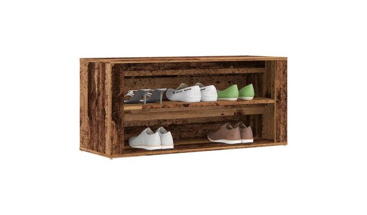 Walplus Engineered Wood Shoe Bench - Old Wood - 100 x 35 x 45 cm