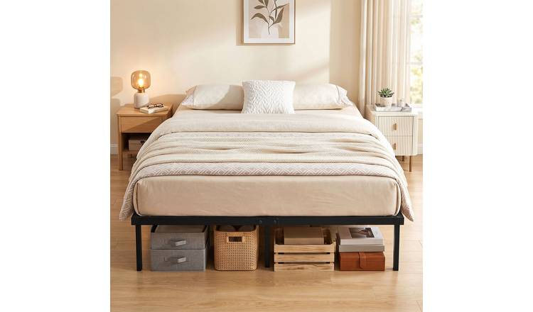 HOMCOM 5FT King Metal Platform Bed Frame with Steel Slat Support - Black