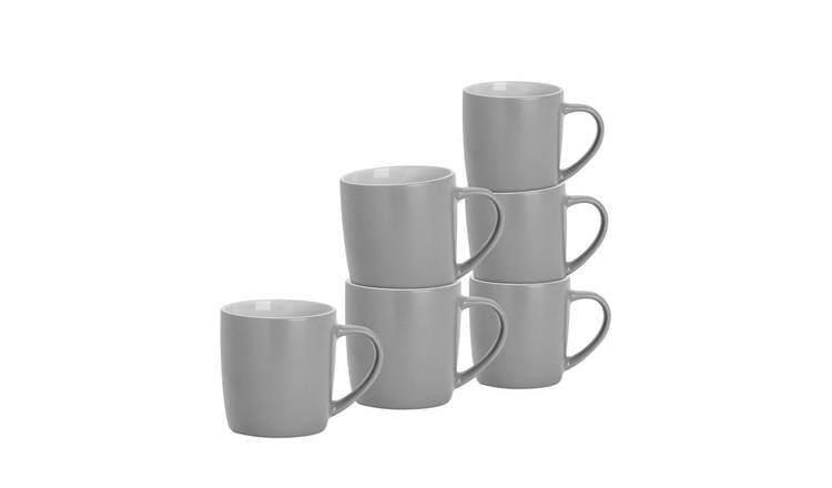 Argon Tableware Matt Coloured 350ml Coffee Mugs Pack of 6 - Grey
