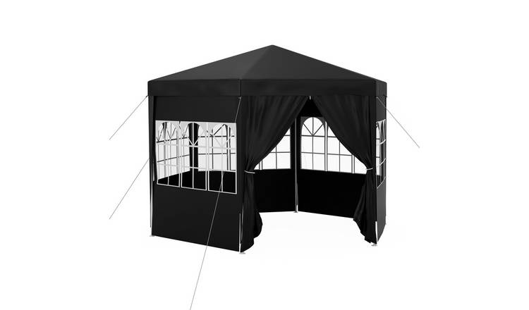 Outsunny Garden Gazebo with 6 Removable Side Walls for Outdoor Event - Black