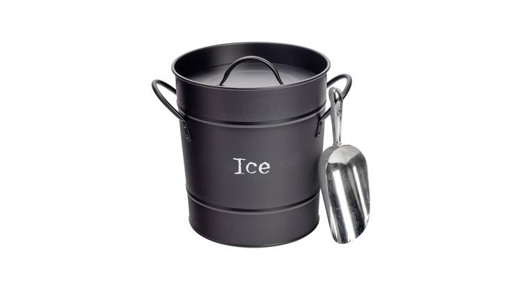 Harbour Housewares Vintage Metal Ice Bucket with Scoop - Black