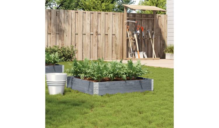 Walplus Wood Garden Planter - Grey - 100 x 100 x 21.5 cm