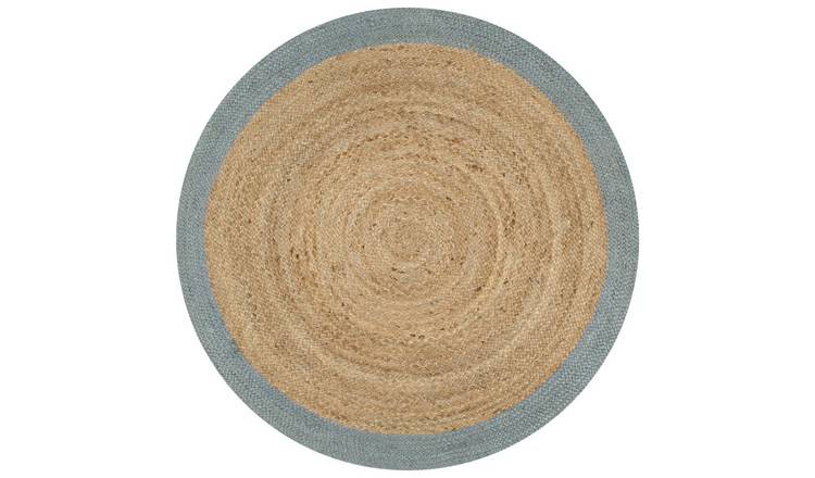 Walplus Jute Rug - Natural and Olive Green - 90 cm