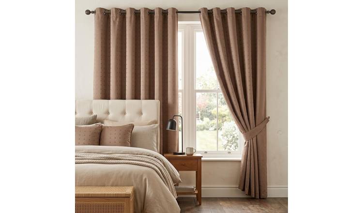 Luxury Living Adi Lined Eyelet Curtains 168cm x 137cm - Latte